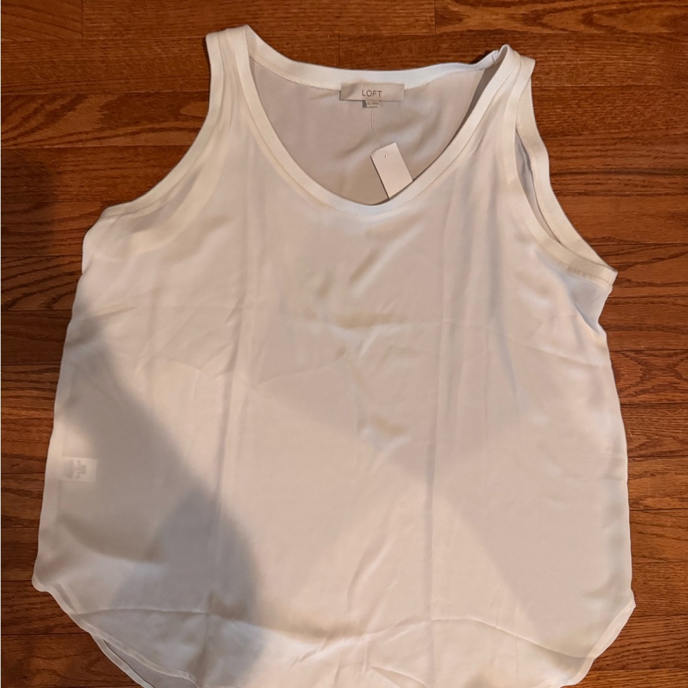 LOFT White Sleeveless Relaxed Tank Top